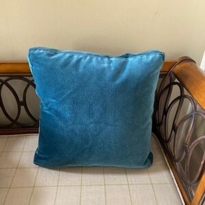Anthropologie Blue Square Velvet Accent Pillow